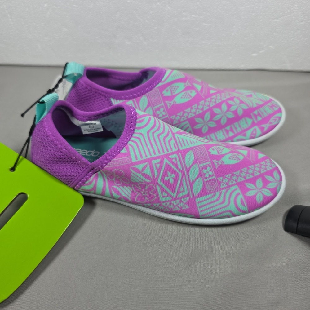 Speedo Purple Teal Splash‎ And Sun Water Shoes Kids XL